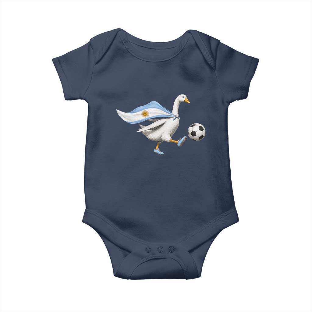 Argentina Soccer Goose Baby Onesie Argentine Flag Patriotic Football Fan Graphic TS10 Navy Print Your Wear