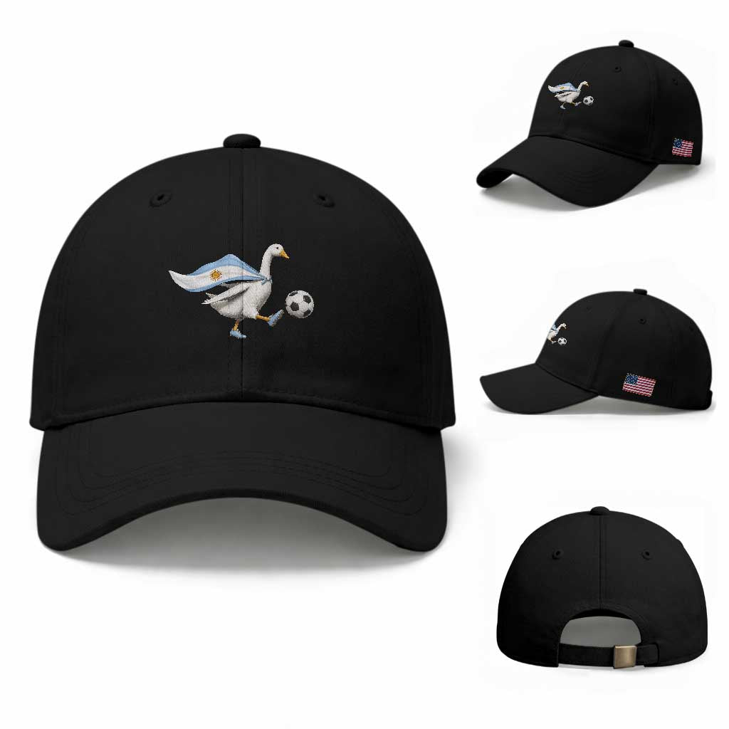 Argentina Soccer Goose Baseball Cap Argentine Flag Patriotic Football Fan Graphic TS10 Baseball Cap Universal Fit Black Print Your Wear