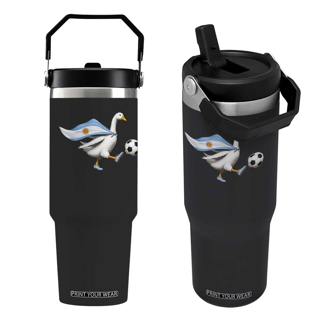 Argentina Soccer Goose Flip Straw Tumbler Argentine Flag Patriotic Football Fan Graphic TS10 One Size: 30 oz Black Print Your Wear