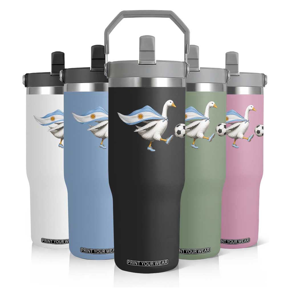 Argentina Soccer Goose Flip Straw Tumbler Argentine Flag Patriotic Football Fan Graphic TS10 Print Your Wear