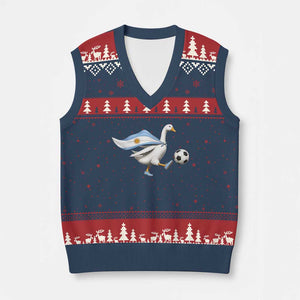 Argentina Soccer Goose V-Neck Knit Sweater Vest Argentine Flag Patriotic Football Fan Graphic TS10 Navy Red Print Your Wear