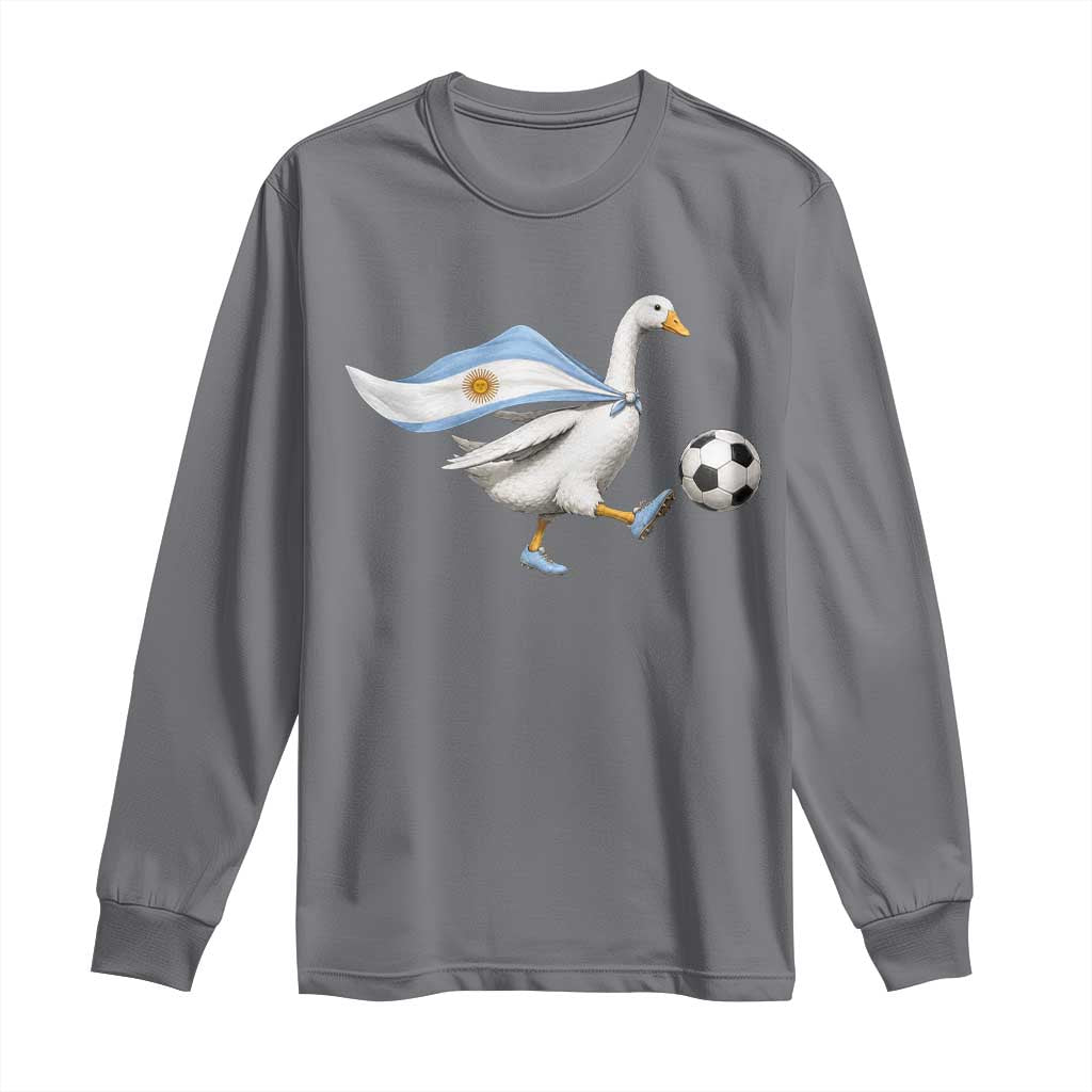 Argentina Soccer Goose Long Sleeve Shirt Argentine Flag Patriotic Football Fan Graphic TS10 Charcoal Print Your Wear