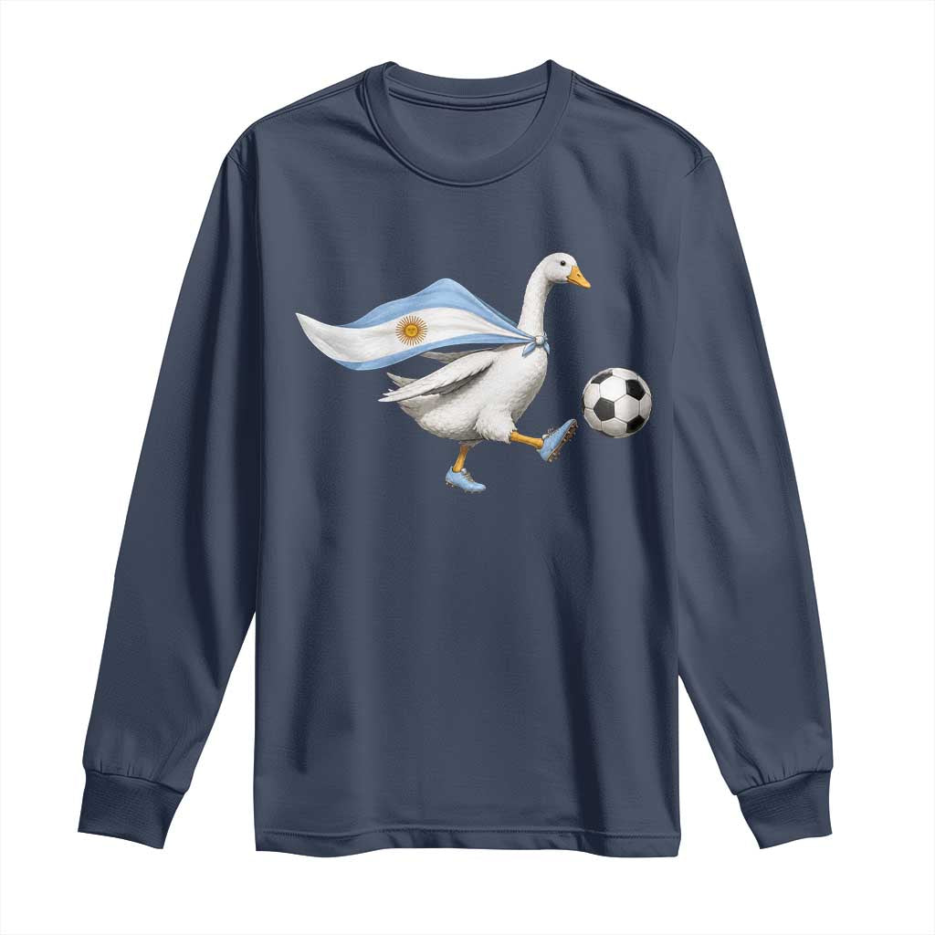 Argentina Soccer Goose Long Sleeve Shirt Argentine Flag Patriotic Football Fan Graphic TS10 Navy Print Your Wear