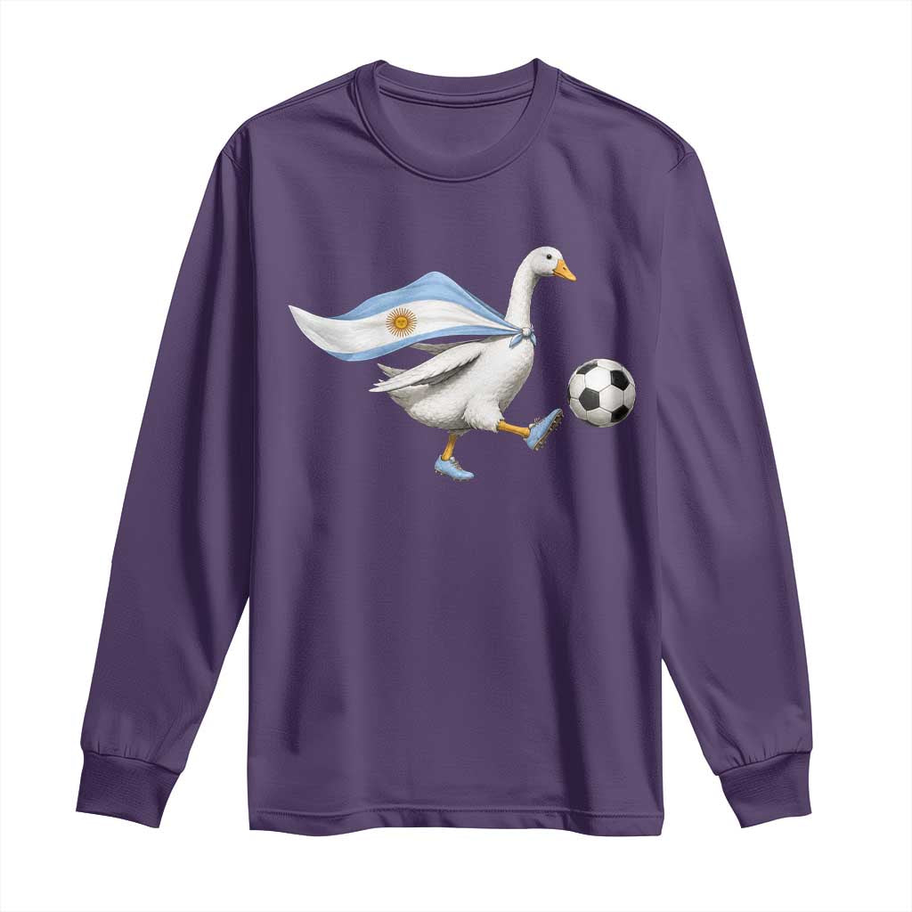 Argentina Soccer Goose Long Sleeve Shirt Argentine Flag Patriotic Football Fan Graphic TS10 S Purple Print Your Wear