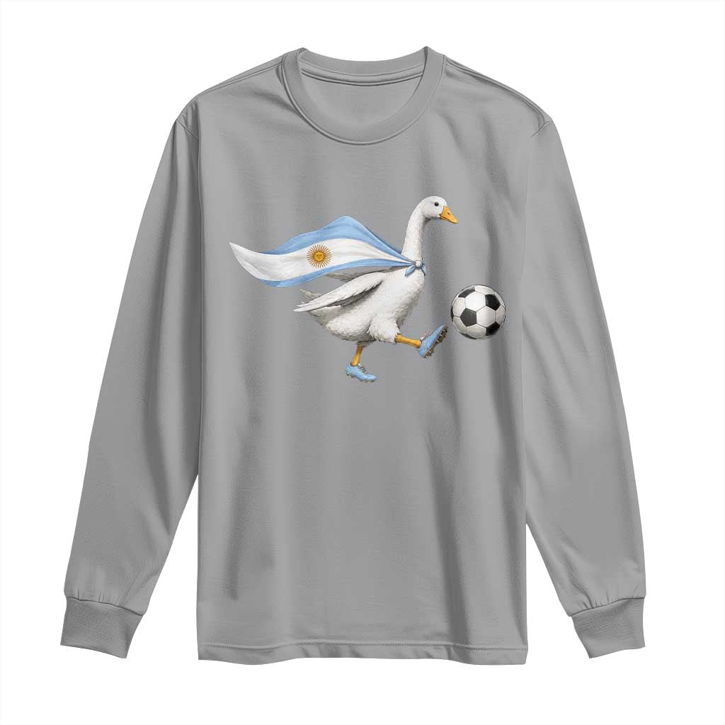 Argentina Soccer Goose Long Sleeve Shirt Argentine Flag Patriotic Football Fan Graphic TS10 Sport Gray Print Your Wear