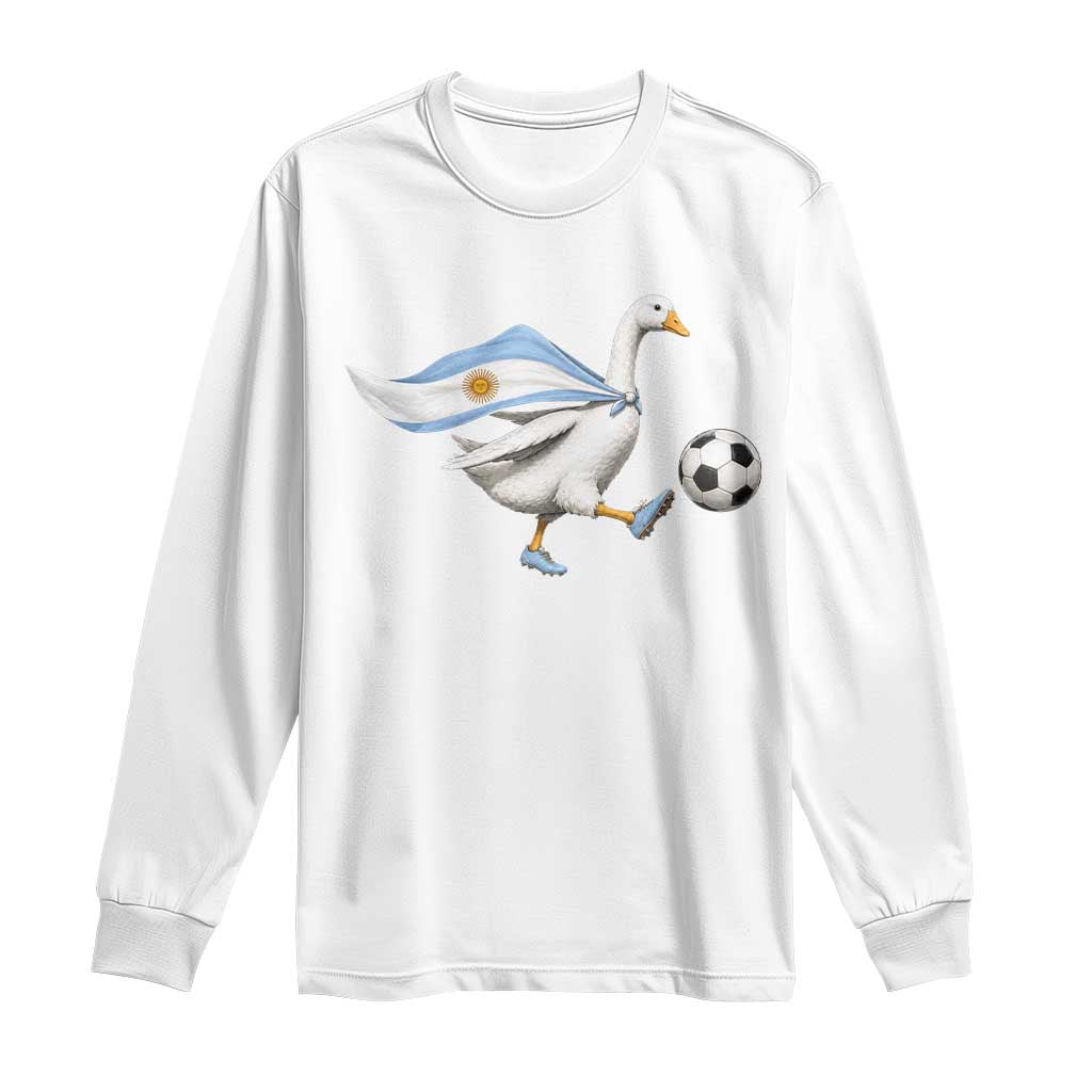 Argentina Soccer Goose Long Sleeve Shirt Argentine Flag Patriotic Football Fan Graphic TS10 White Print Your Wear