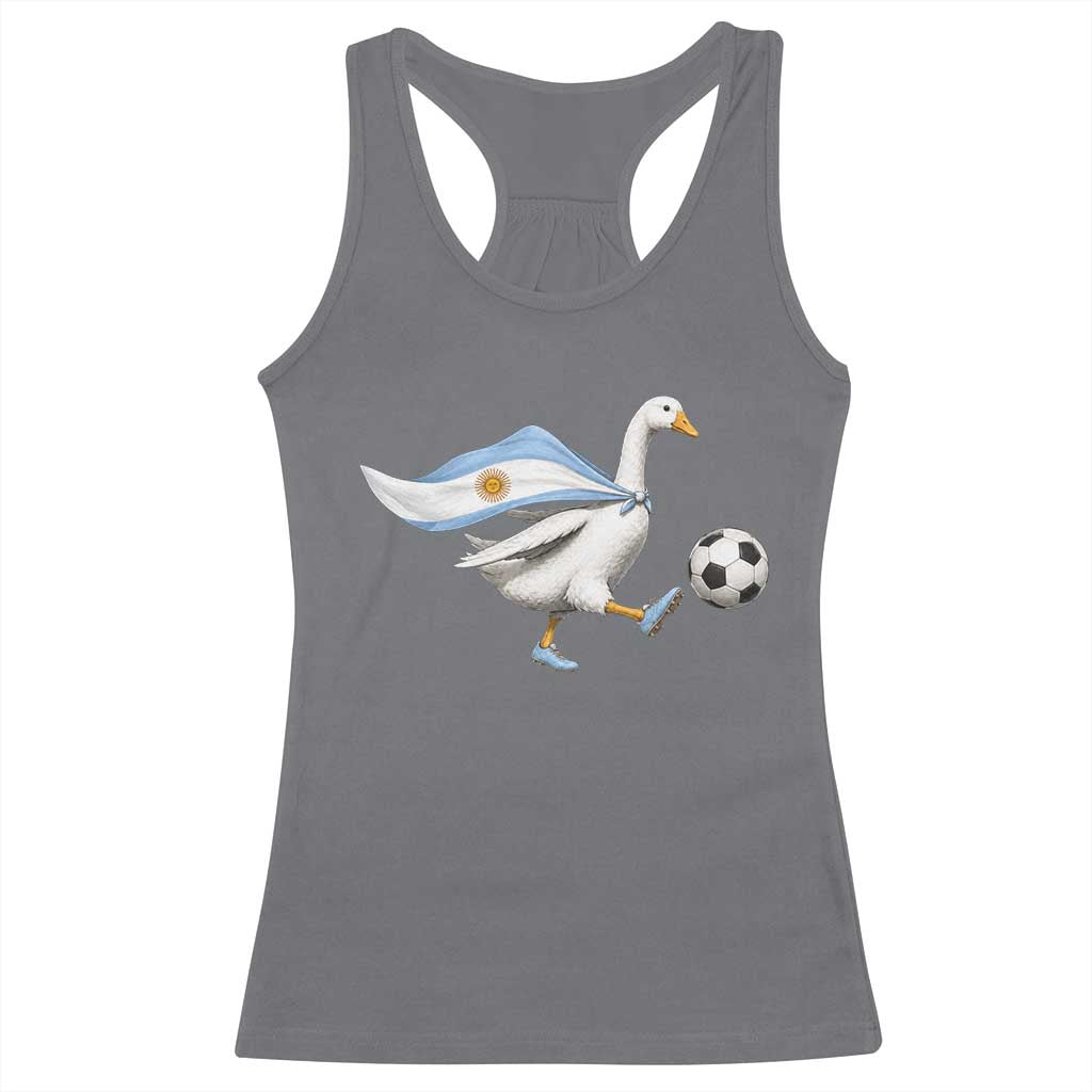 Argentina Soccer Goose Racerback Tank Top Argentine Flag Patriotic Football Fan Graphic TS10 Charcoal Print Your Wear