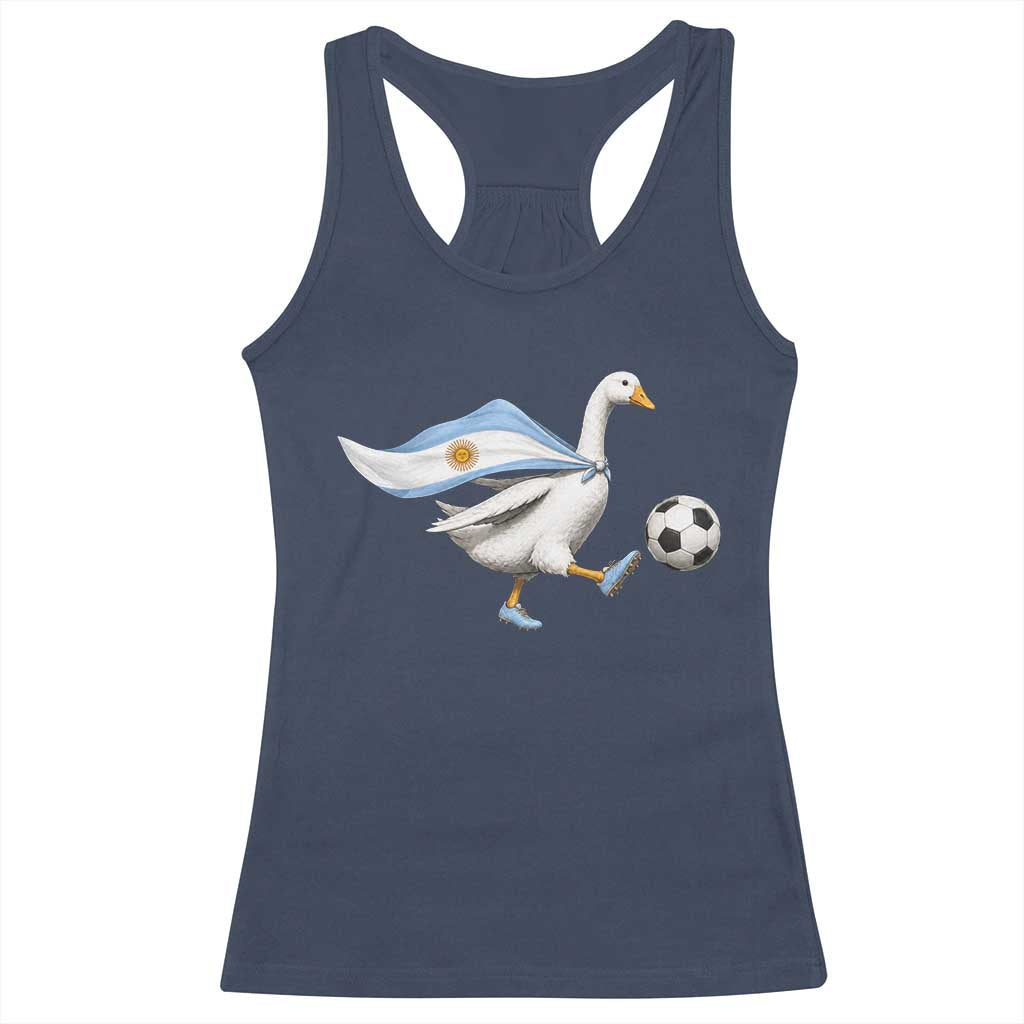 Argentina Soccer Goose Racerback Tank Top Argentine Flag Patriotic Football Fan Graphic TS10 Navy Print Your Wear
