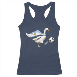 Argentina Soccer Goose Racerback Tank Top Argentine Flag Patriotic Football Fan Graphic TS10 Navy Print Your Wear