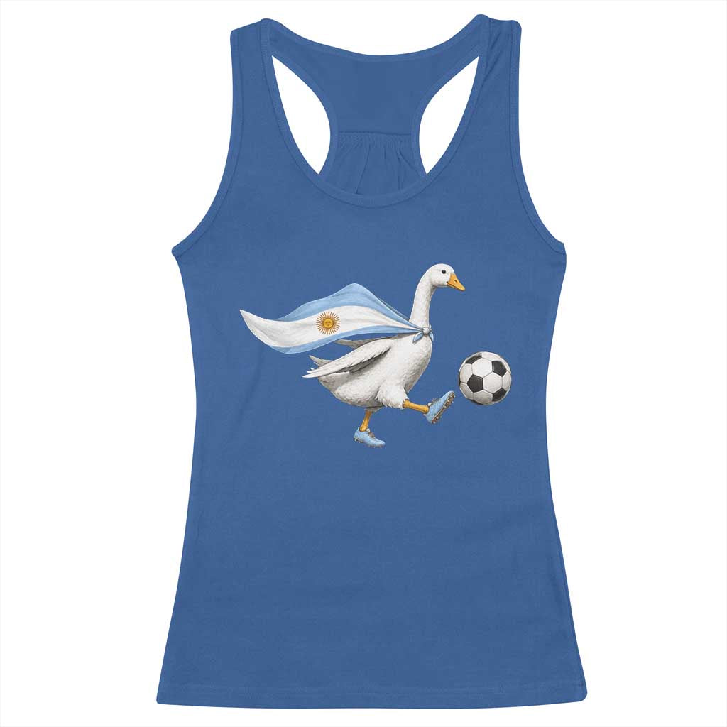 Argentina Soccer Goose Racerback Tank Top Argentine Flag Patriotic Football Fan Graphic TS10 Royal Blue Print Your Wear
