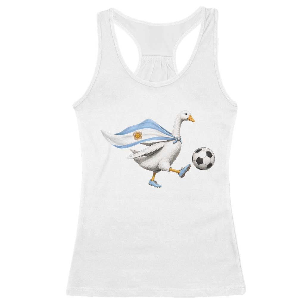 Argentina Soccer Goose Racerback Tank Top Argentine Flag Patriotic Football Fan Graphic TS10 White Print Your Wear