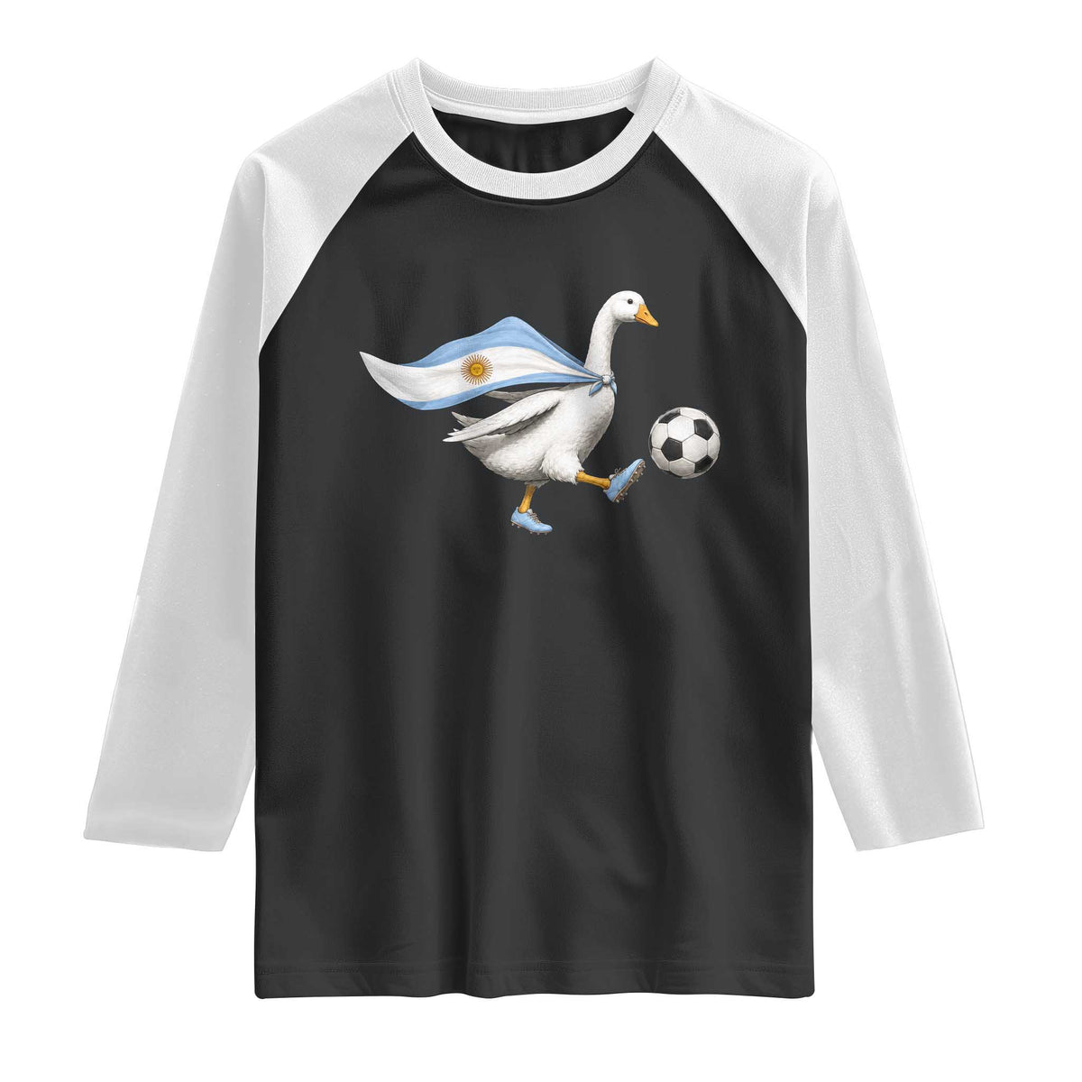 Argentina Soccer Goose Raglan Shirt Argentine Flag Patriotic Football Fan Graphic TS10 Black White Print Your Wear