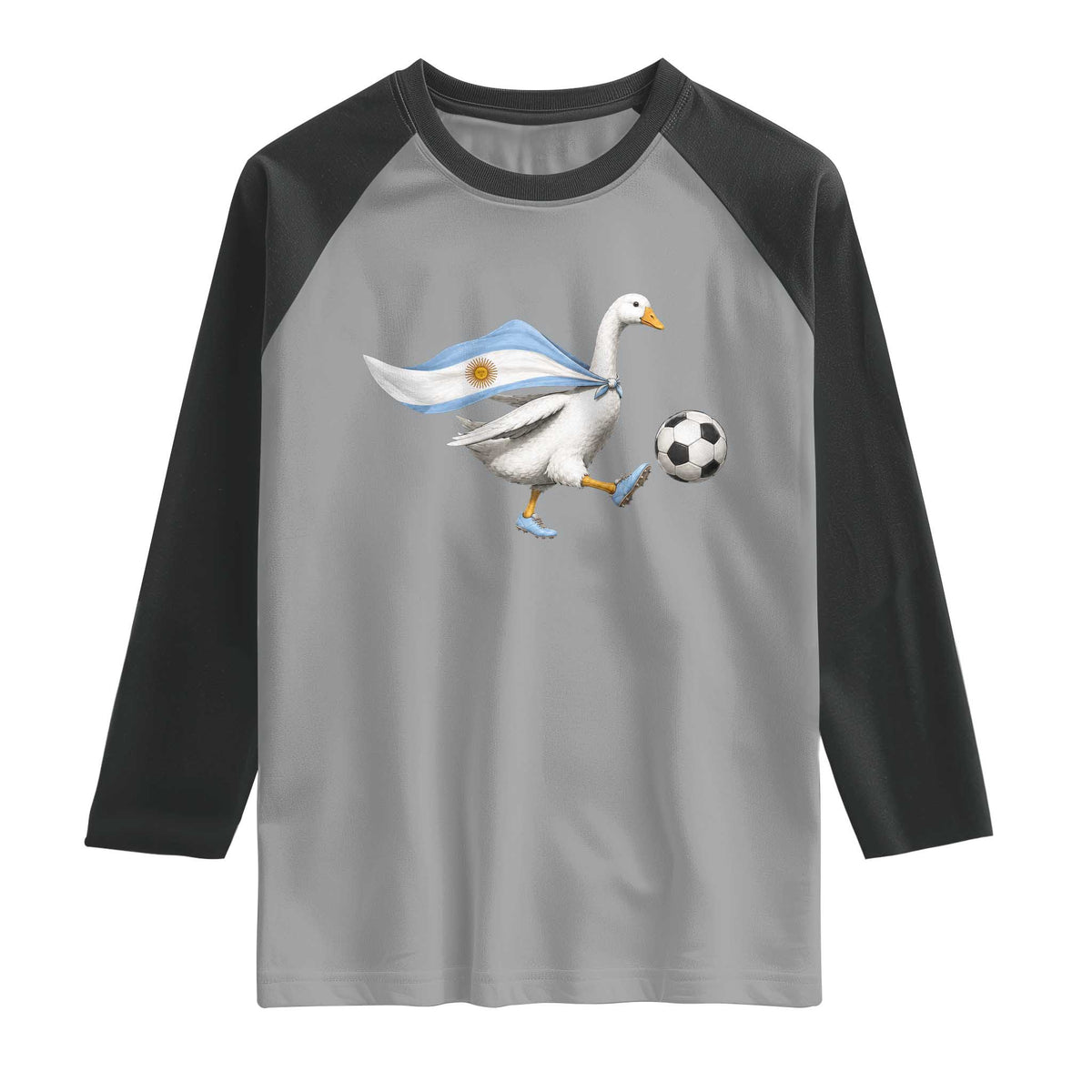 Argentina Soccer Goose Raglan Shirt Argentine Flag Patriotic Football Fan Graphic TS10 Sport Gray Black Print Your Wear