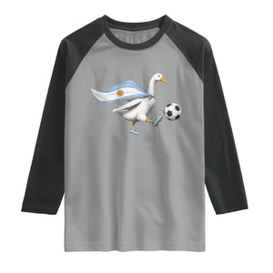 Argentina Soccer Goose Raglan Shirt Argentine Flag Patriotic Football Fan Graphic TS10 Sport Gray Black Print Your Wear