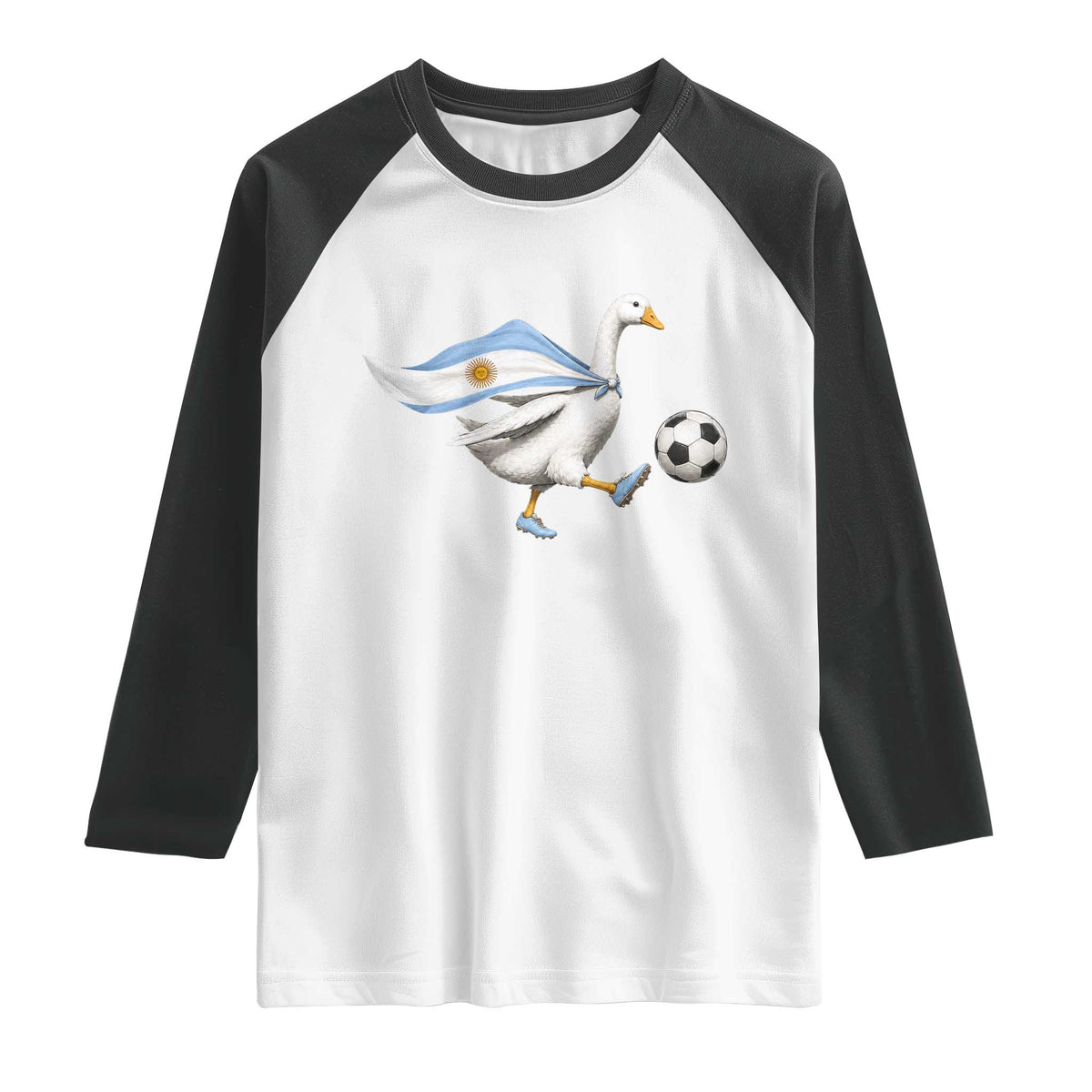 Argentina Soccer Goose Raglan Shirt Argentine Flag Patriotic Football Fan Graphic TS10 White Black Print Your Wear
