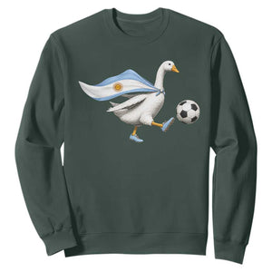 Argentina Soccer Goose Sweatshirt Argentine Flag Patriotic Football Fan Graphic TS10 Dark Forest Green Print Your Wear