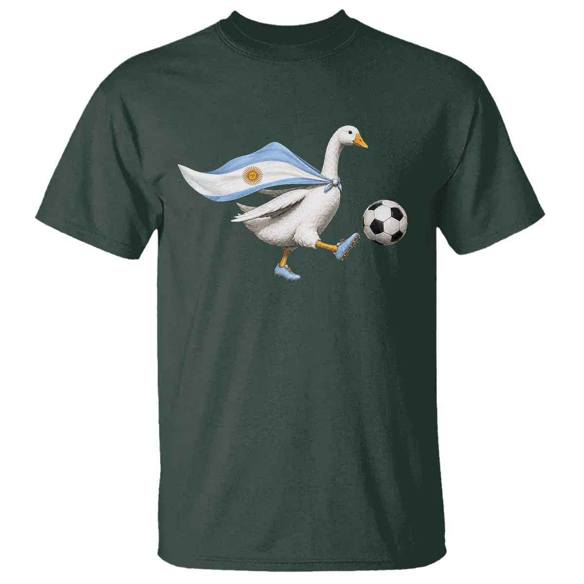 Argentina Soccer Goose T Shirt Argentine Flag Patriotic Football Fan Graphic TS10 Dark Forest Green Print Your Wear