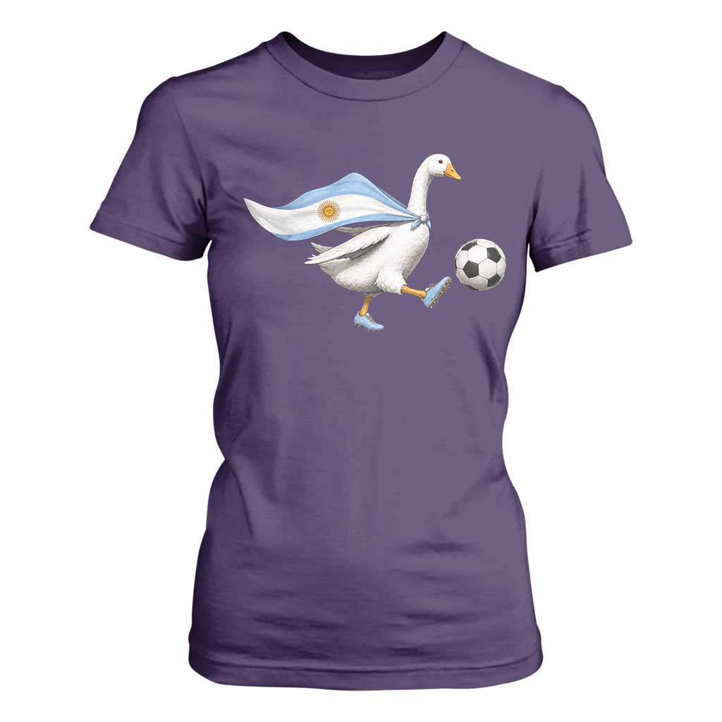 Argentina Soccer Goose T Shirt For Women Argentine Flag Patriotic Football Fan Graphic TS10 Purple Print Your Wear