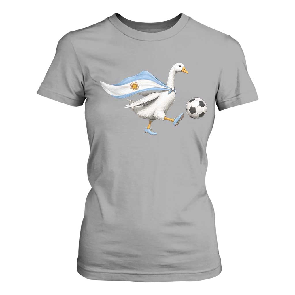 Argentina Soccer Goose T Shirt For Women Argentine Flag Patriotic Football Fan Graphic TS10 Sport Gray Print Your Wear