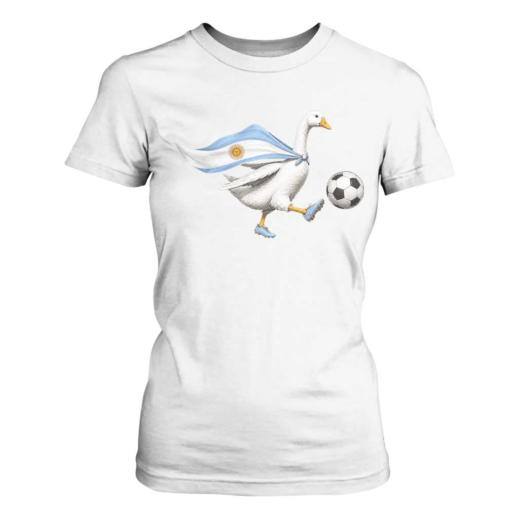 Argentina Soccer Goose T Shirt For Women Argentine Flag Patriotic Football Fan Graphic TS10 White Print Your Wear