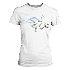 Argentina Soccer Goose T Shirt For Women Argentine Flag Patriotic Football Fan Graphic TS10 White Print Your Wear