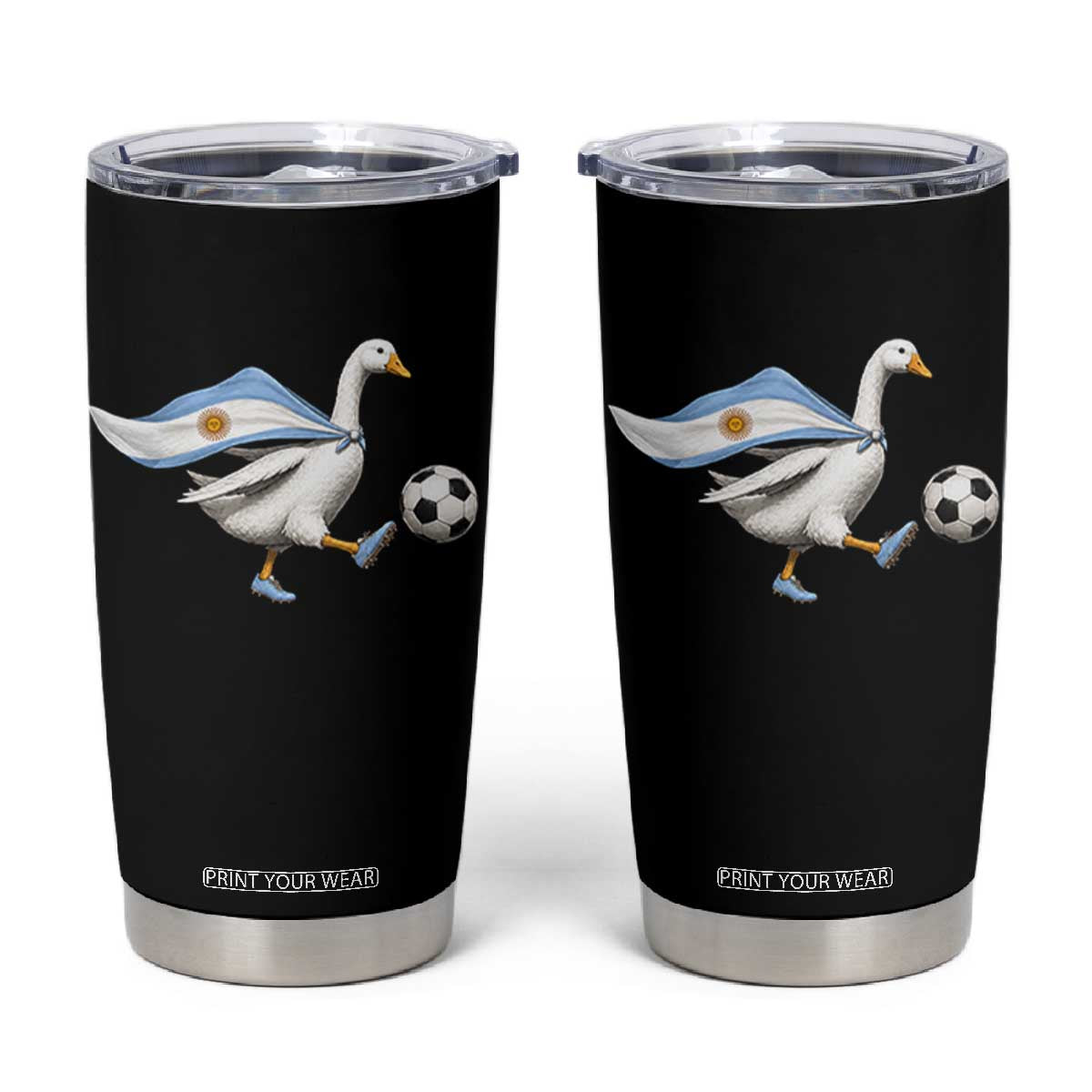 Argentina Soccer Goose Tumbler Cup Argentine Flag Patriotic Football Fan Graphic TS10 Black Print Your Wear
