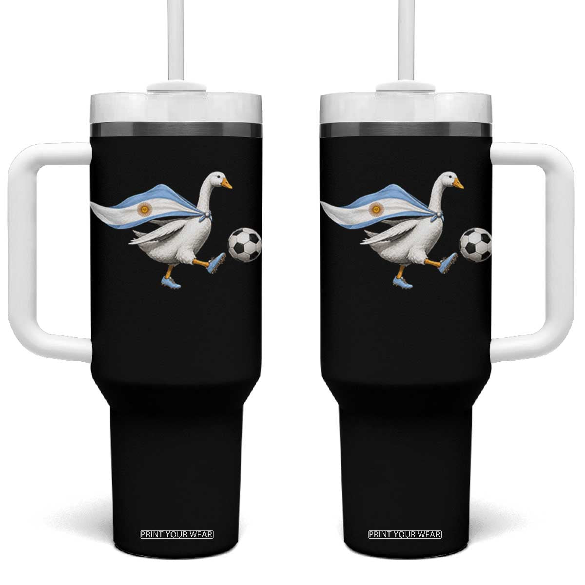 Argentina Soccer Goose Tumbler With Handle Argentine Flag Patriotic Football Fan Graphic TS10 One Size: 40 oz Black Print Your Wear