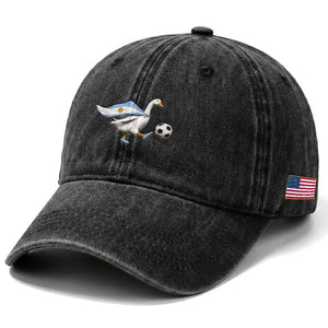 Argentina Soccer Goose Washed Cotton Baseball Cap Argentine Flag Patriotic Football Fan Graphic TS10 Print Your Wear