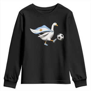 Argentina Soccer Goose Youth Sweatshirt Argentine Flag Patriotic Football Fan Graphic TS10 Black Print Your Wear