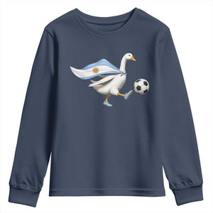Argentina Soccer Goose Youth Sweatshirt Argentine Flag Patriotic Football Fan Graphic TS10 Navy Print Your Wear