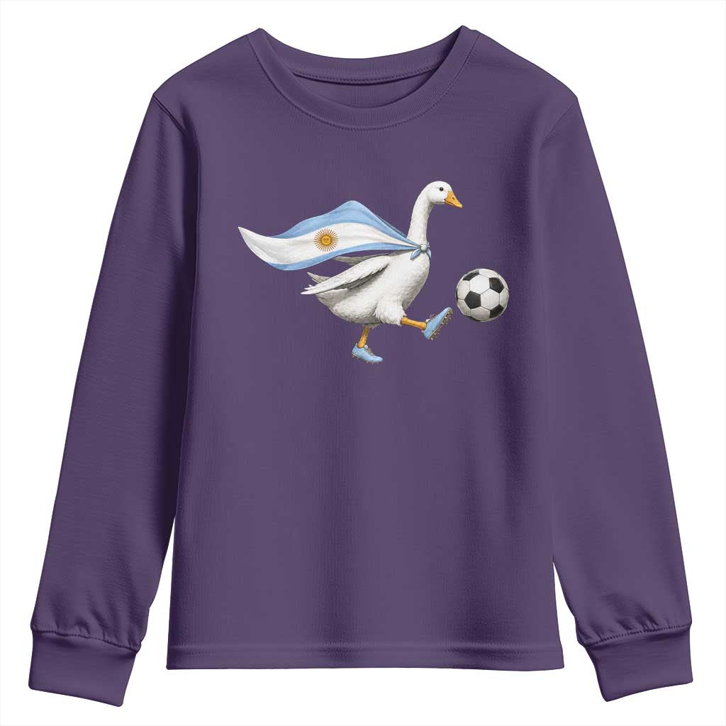 Argentina Soccer Goose Youth Sweatshirt Argentine Flag Patriotic Football Fan Graphic TS10 Purple Print Your Wear