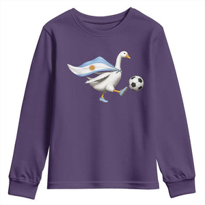 Argentina Soccer Goose Youth Sweatshirt Argentine Flag Patriotic Football Fan Graphic TS10 Purple Print Your Wear