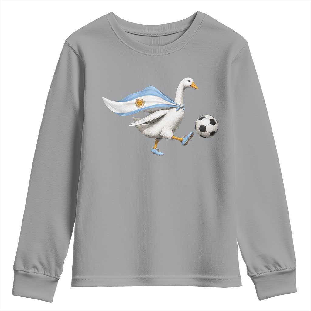 Argentina Soccer Goose Youth Sweatshirt Argentine Flag Patriotic Football Fan Graphic TS10 Sport Gray Print Your Wear