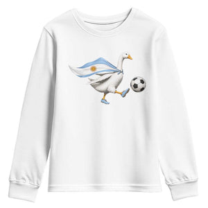 Argentina Soccer Goose Youth Sweatshirt Argentine Flag Patriotic Football Fan Graphic TS10 White Print Your Wear