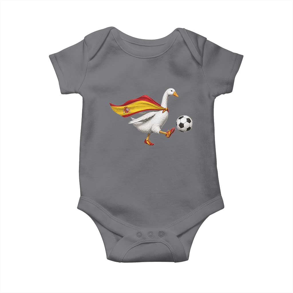 Spain Soccer Goose Baby Onesie Spanish Flag Patriotic Football Fan Graphic TS10 Charcoal Print Your Wear