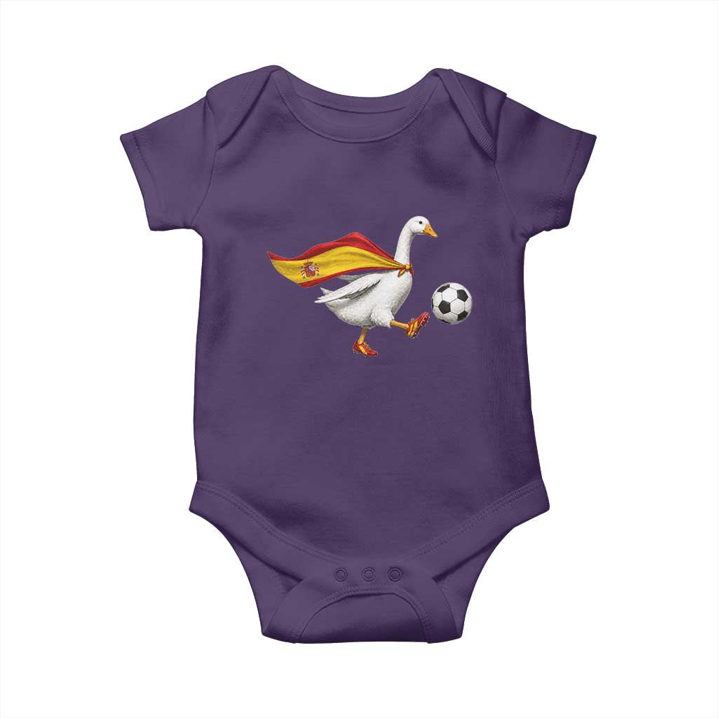Spain Soccer Goose Baby Onesie Spanish Flag Patriotic Football Fan Graphic TS10 Purple Print Your Wear