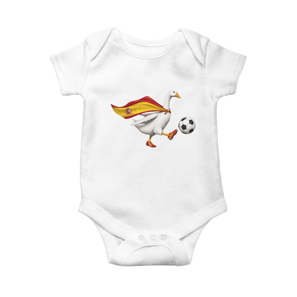 Spain Soccer Goose Baby Onesie Spanish Flag Patriotic Football Fan Graphic TS10 White Print Your Wear