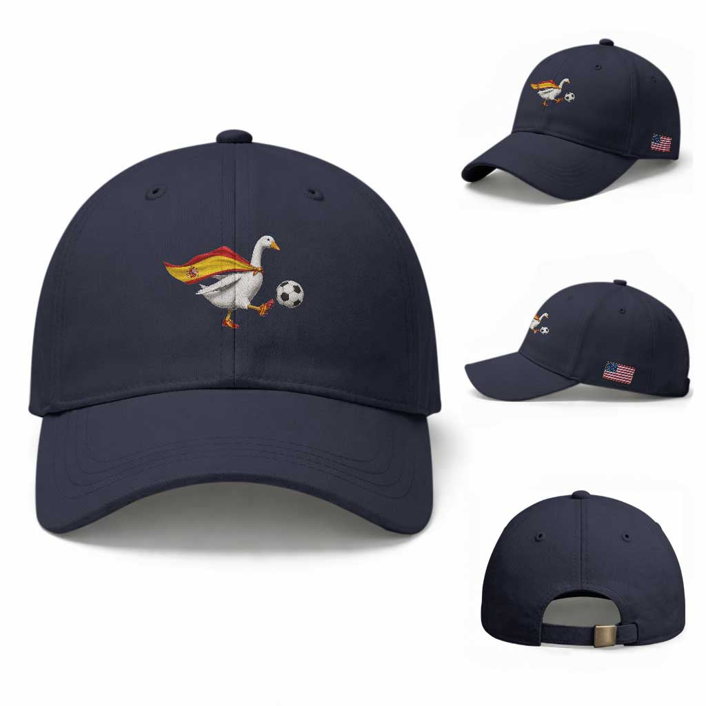 Spain Soccer Goose Baseball Cap Spanish Flag Patriotic Football Fan Graphic TS10 Baseball Cap Universal Fit Navy Print Your Wear