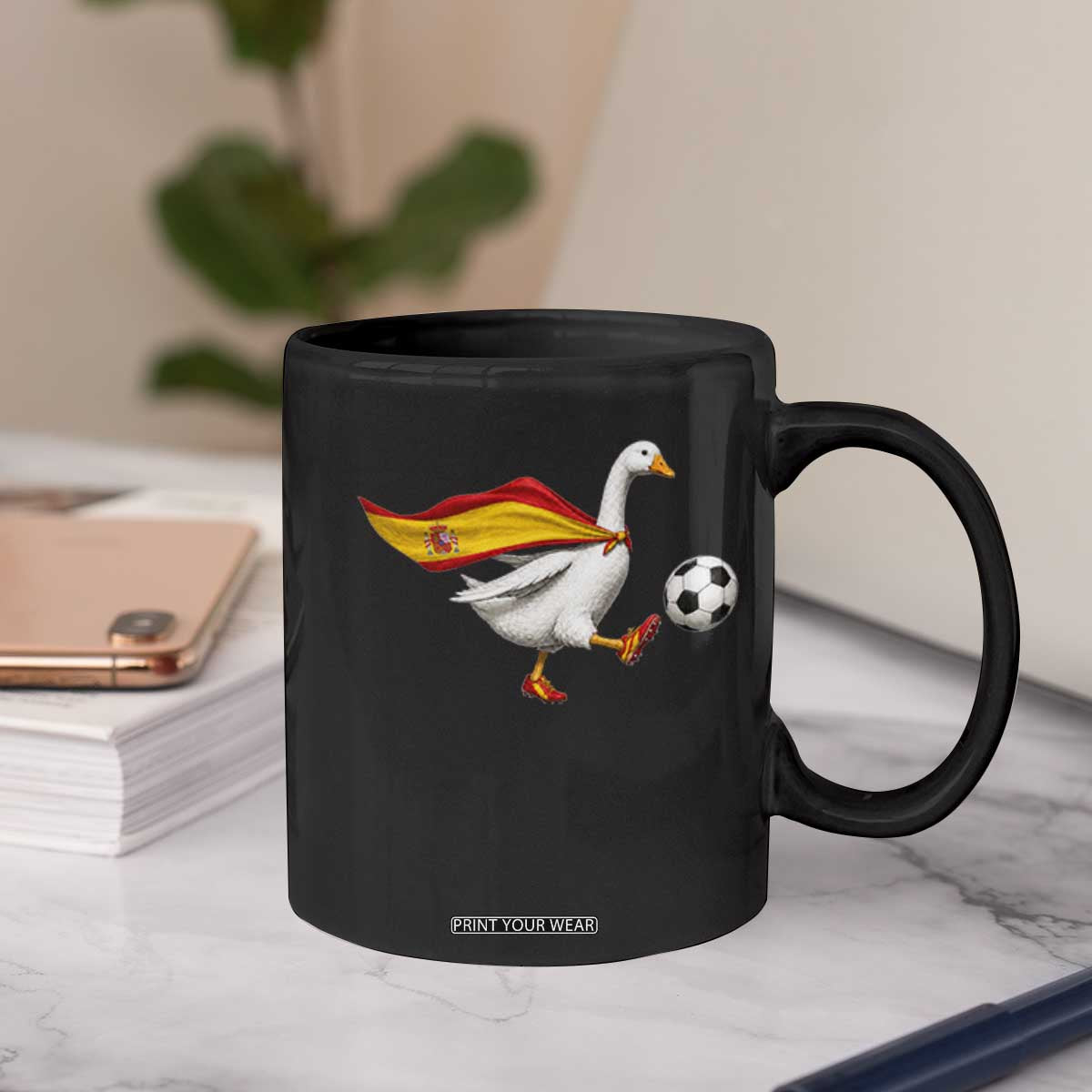 Spain Soccer Goose Coffee Mug Spanish Flag Patriotic Football Fan Graphic TS10 Print Your Wear