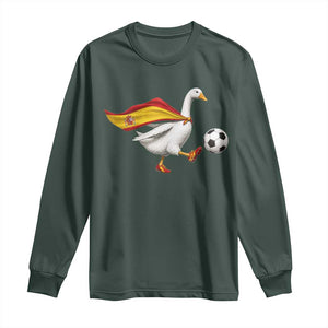 Spain Soccer Goose Long Sleeve Shirt Spanish Flag Patriotic Football Fan Graphic TS10 Dark Forest Green Print Your Wear