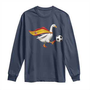 Spain Soccer Goose Long Sleeve Shirt Spanish Flag Patriotic Football Fan Graphic TS10 Navy Print Your Wear