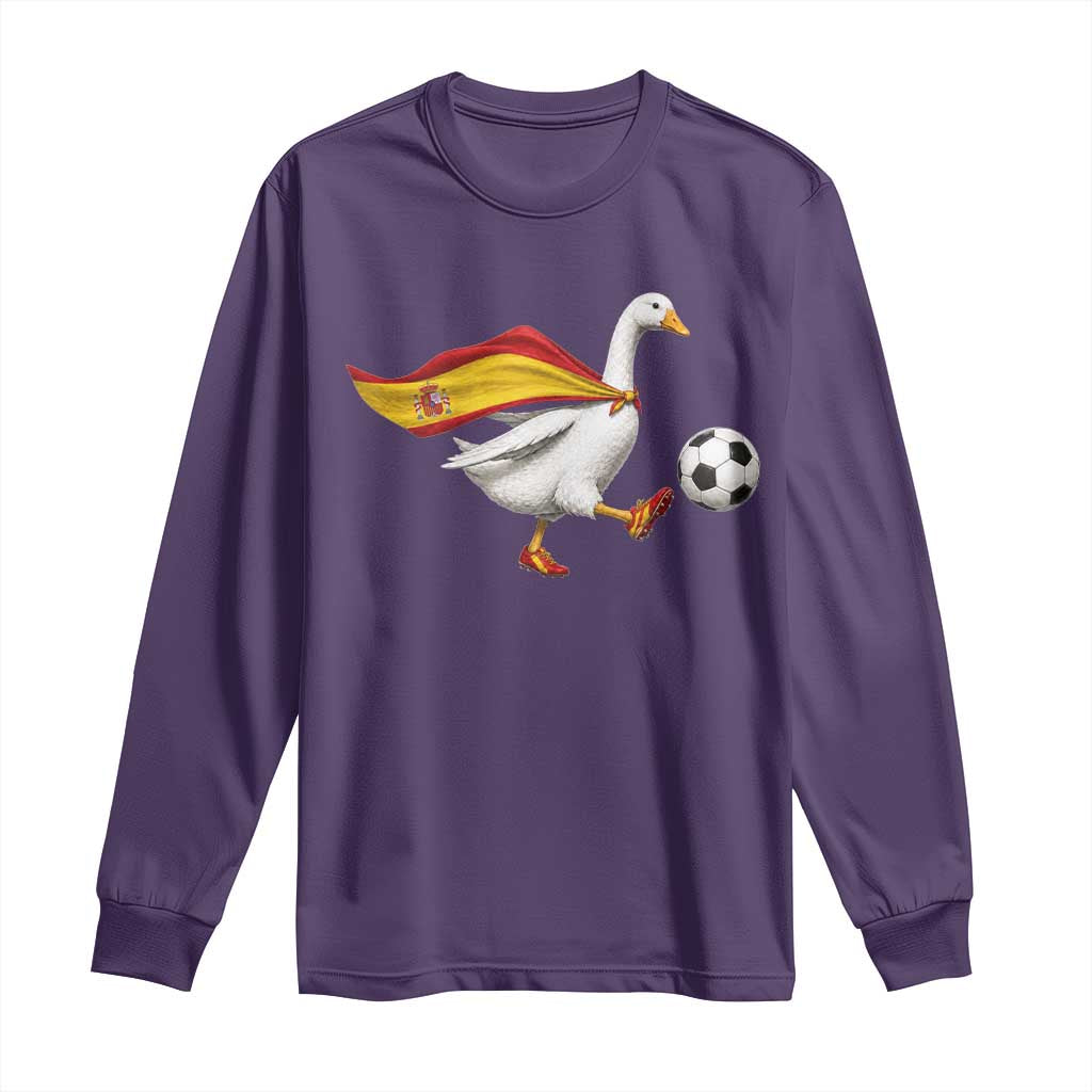 Spain Soccer Goose Long Sleeve Shirt Spanish Flag Patriotic Football Fan Graphic TS10 S Purple Print Your Wear