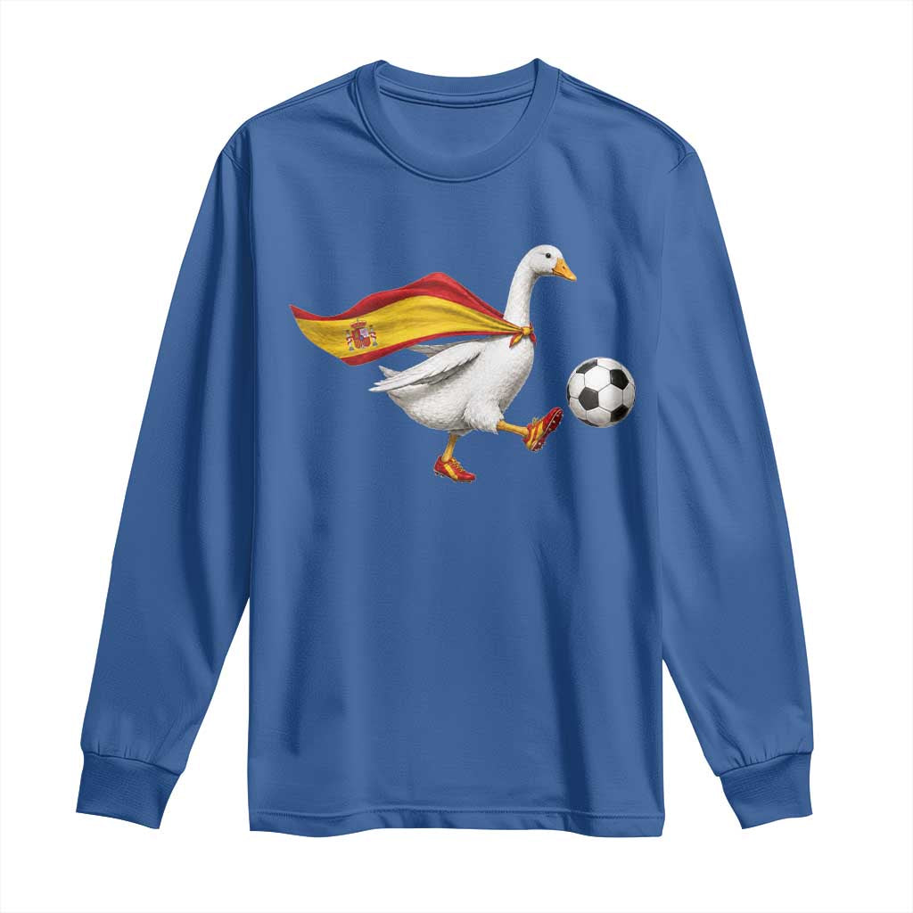 Spain Soccer Goose Long Sleeve Shirt Spanish Flag Patriotic Football Fan Graphic TS10 Royal Blue Print Your Wear