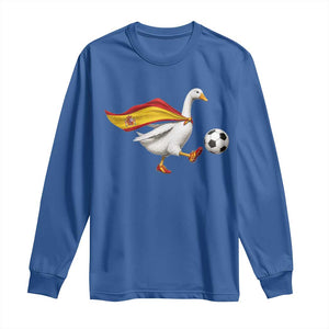 Spain Soccer Goose Long Sleeve Shirt Spanish Flag Patriotic Football Fan Graphic TS10 Royal Blue Print Your Wear