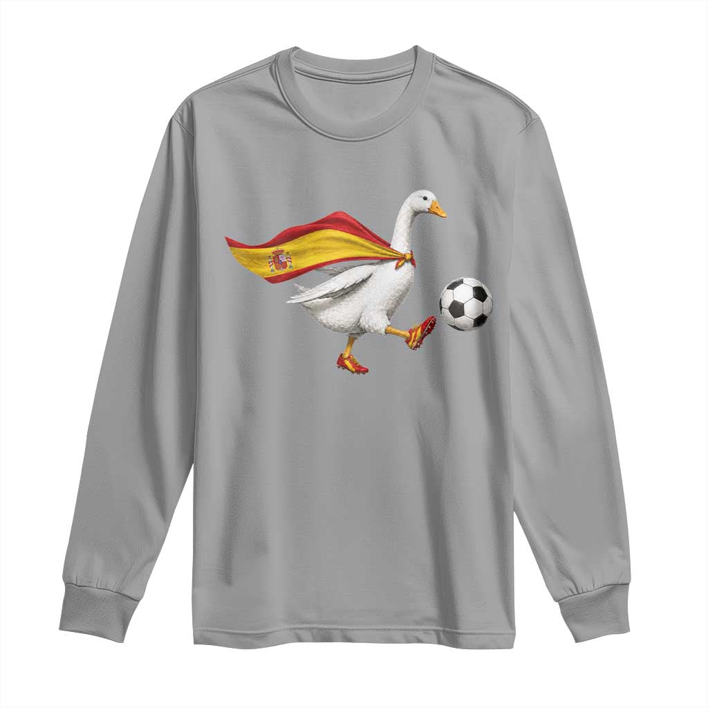 Spain Soccer Goose Long Sleeve Shirt Spanish Flag Patriotic Football Fan Graphic TS10 Sport Gray Print Your Wear