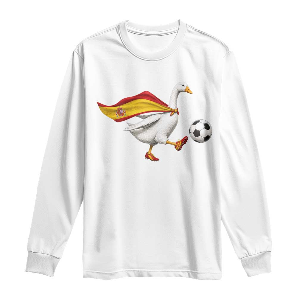 Spain Soccer Goose Long Sleeve Shirt Spanish Flag Patriotic Football Fan Graphic TS10 White Print Your Wear