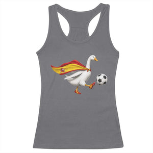 Spain Soccer Goose Racerback Tank Top Spanish Flag Patriotic Football Fan Graphic TS10 Charcoal Print Your Wear