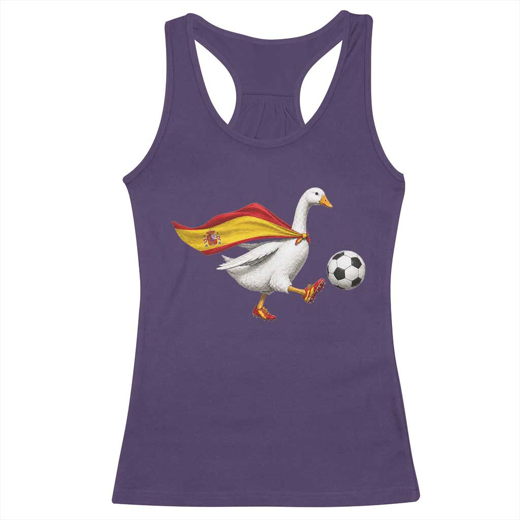 Spain Soccer Goose Racerback Tank Top Spanish Flag Patriotic Football Fan Graphic TS10 Purple Print Your Wear