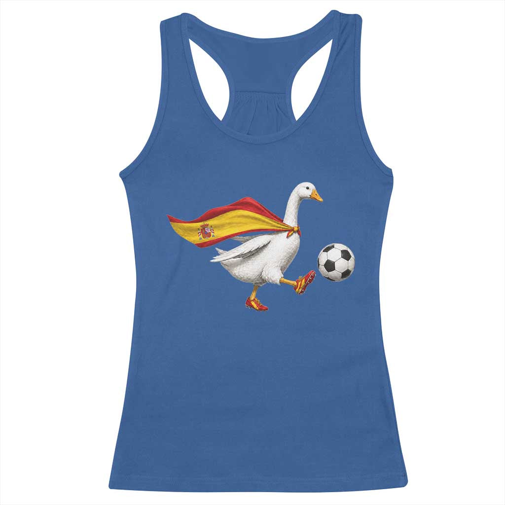 Spain Soccer Goose Racerback Tank Top Spanish Flag Patriotic Football Fan Graphic TS10 Royal Blue Print Your Wear