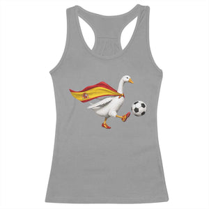 Spain Soccer Goose Racerback Tank Top Spanish Flag Patriotic Football Fan Graphic TS10 Sport Gray Print Your Wear